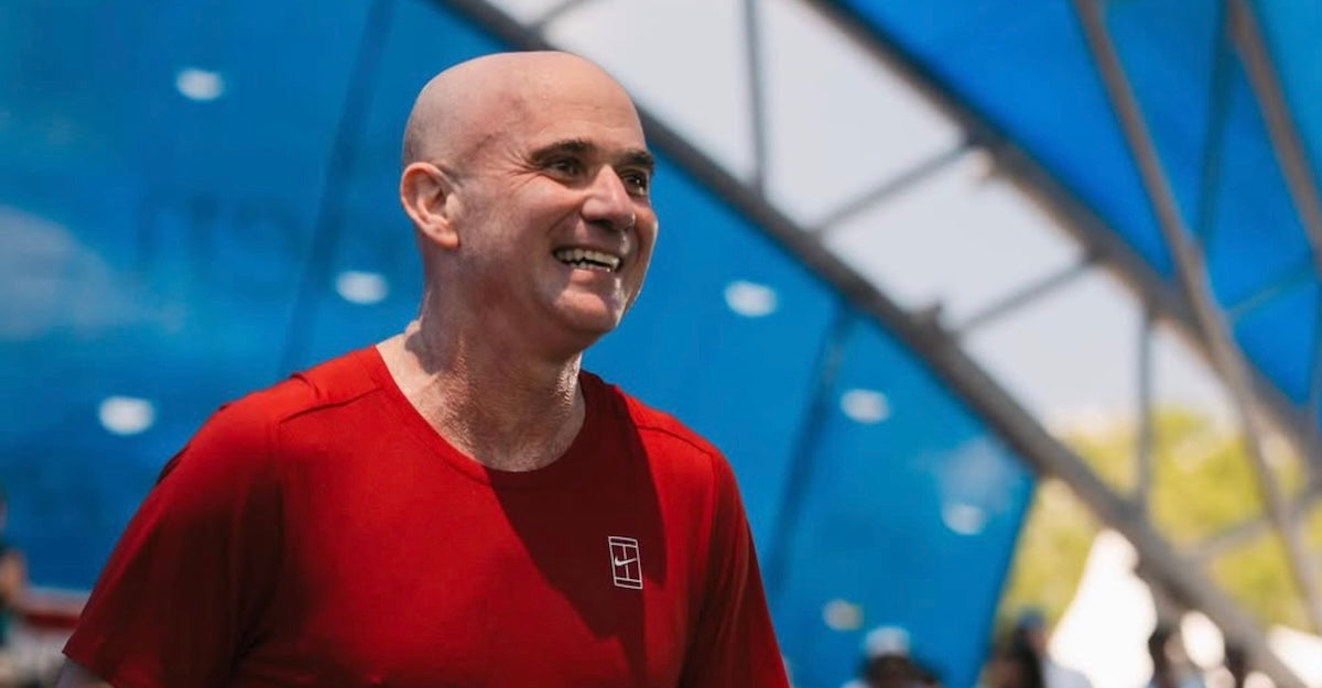 Andre Agassi plays pickleball at the U.S. Open in 2025.