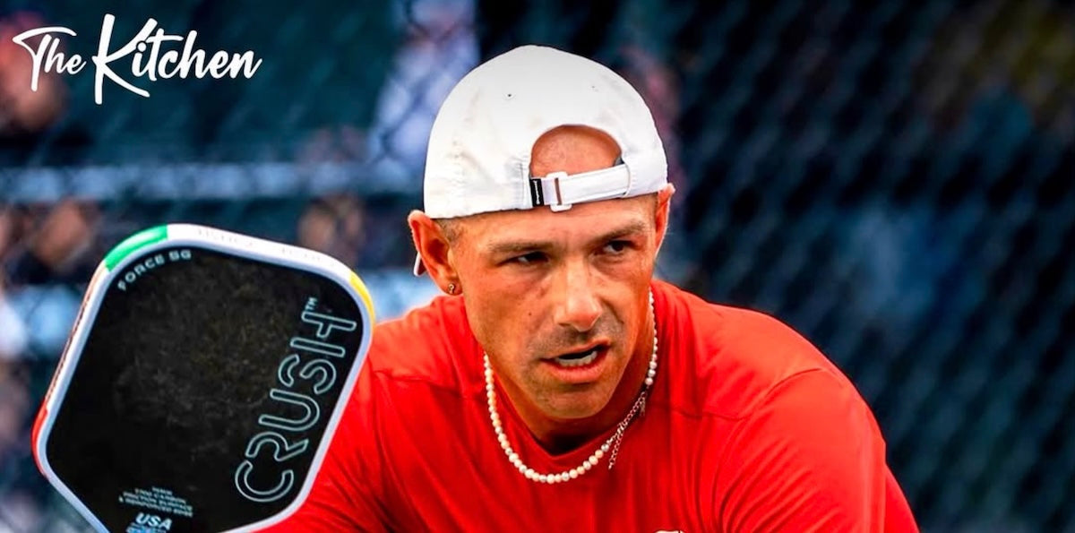 Pro pickleball player Alexander Crum plays during a PPA Tour match.