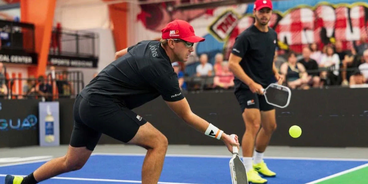 Collin Johns plays a Major League Pickleball match with the Carolina Hogs.