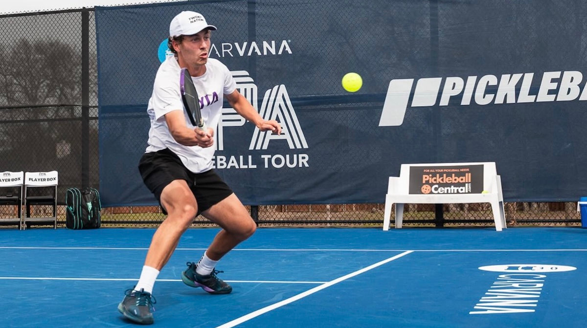 Pro pickleball player Connor Garnett plays during a PPA Tour match.