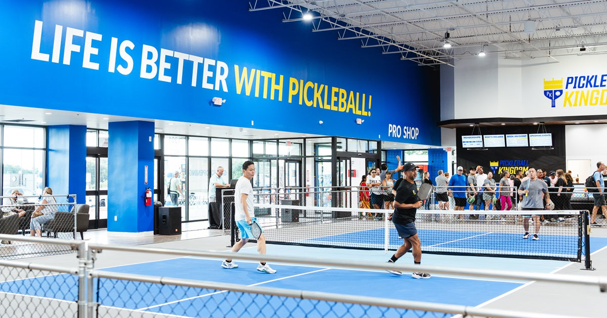Pickleball played inside a Pickleball Kingdom location.