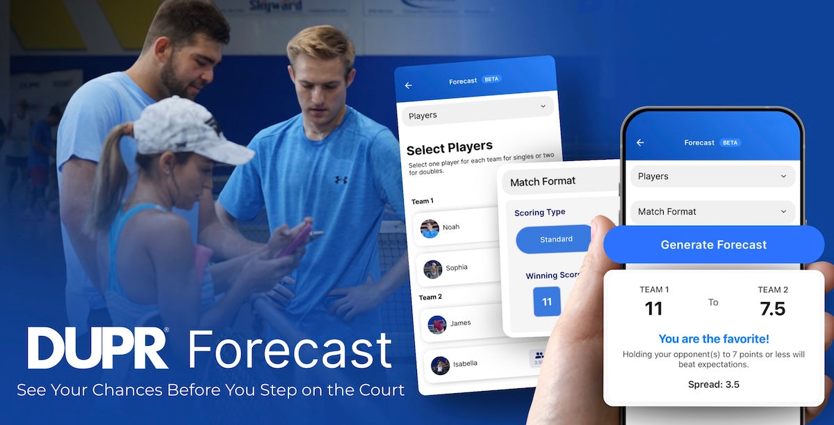 DUPR, the top rating system in pickleball with more than 1 million players, this week released its newest feature: DUPR Forecast.