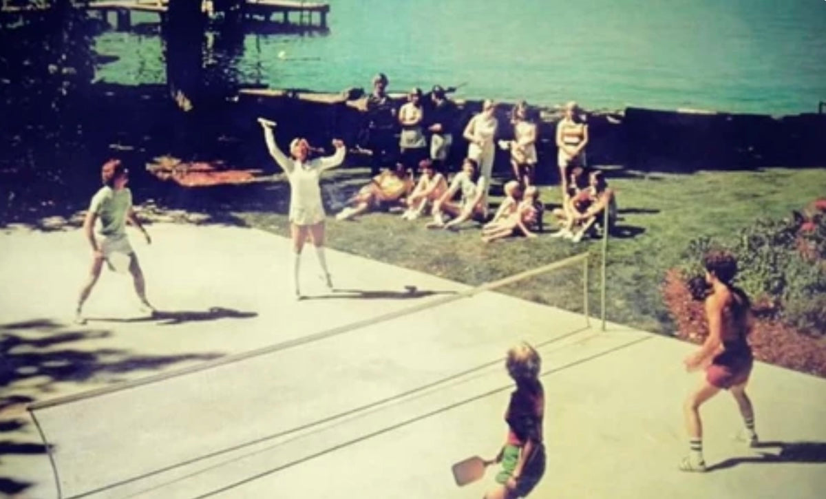 People play pickleball during the 1970s