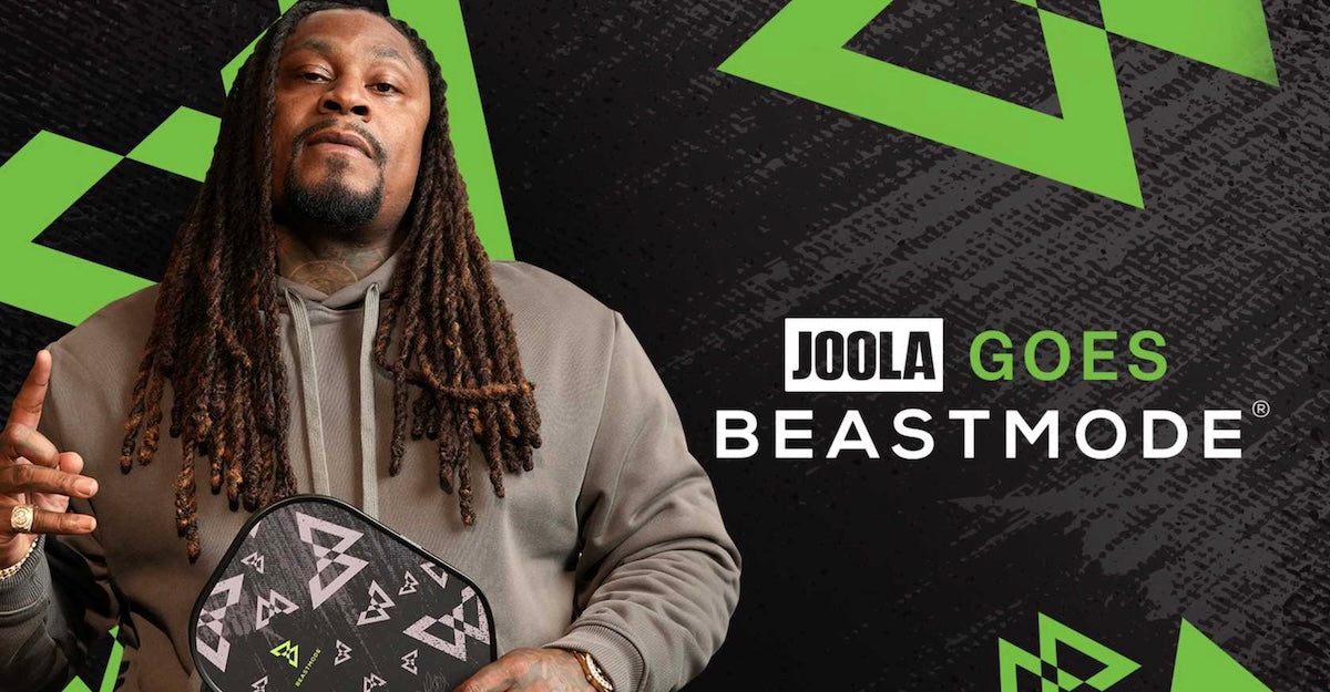 JOOLA has teamed up with former NFL running back and Super Bowl champion Marshawn Lynch to release a pickleball paddle set exclusively on Amazon.