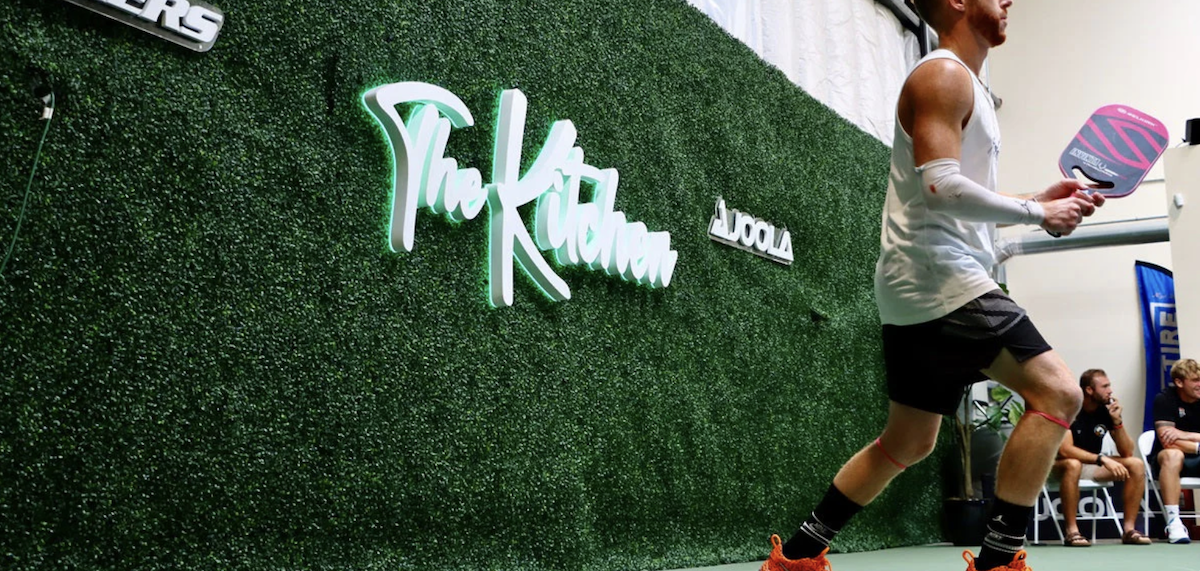 A pickleball player gets ready to hit a shot at The Kitchen Open Austin in 2024.