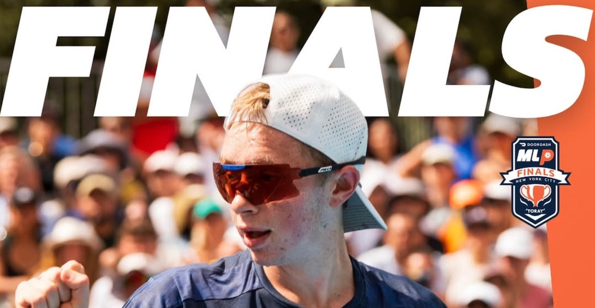 CJ Klinger celebrates after winning a point during the 2025 Major League Pickleball Finals.