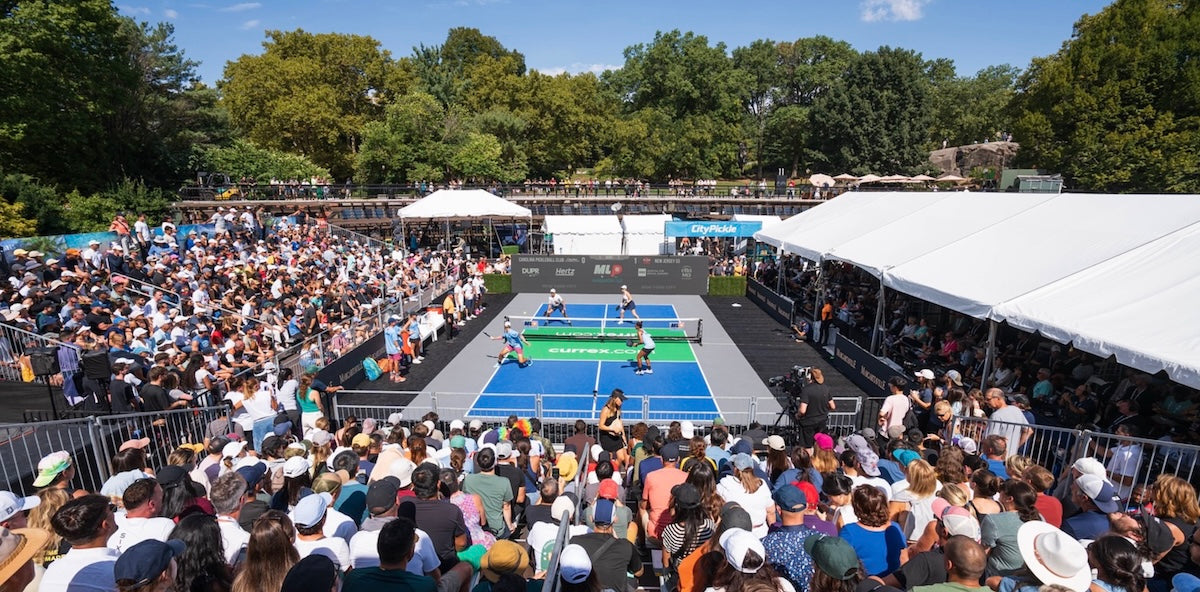 Fans surround championship court at a Major League Pickleball event in 2024.