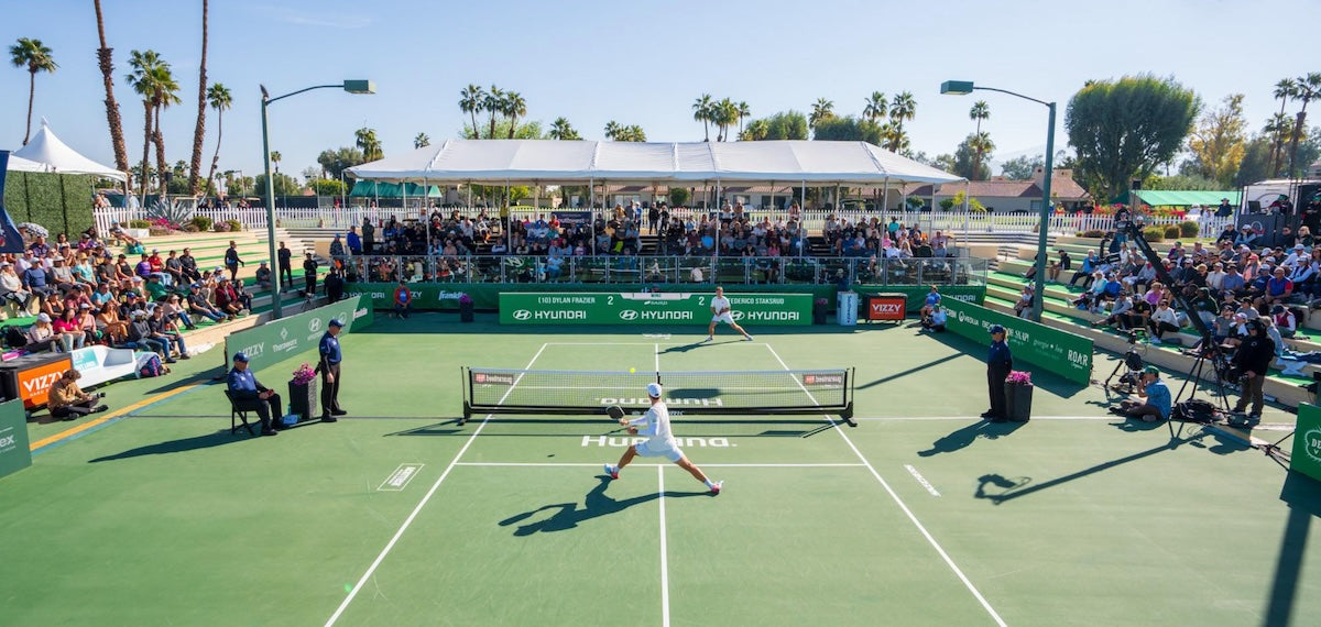 Pro pickleball players play at the PPA Tour Masters in 2023.