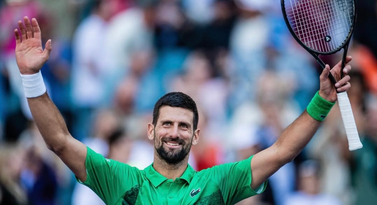 Novak Djokovic after winning a match at the Miami Open in 2025.