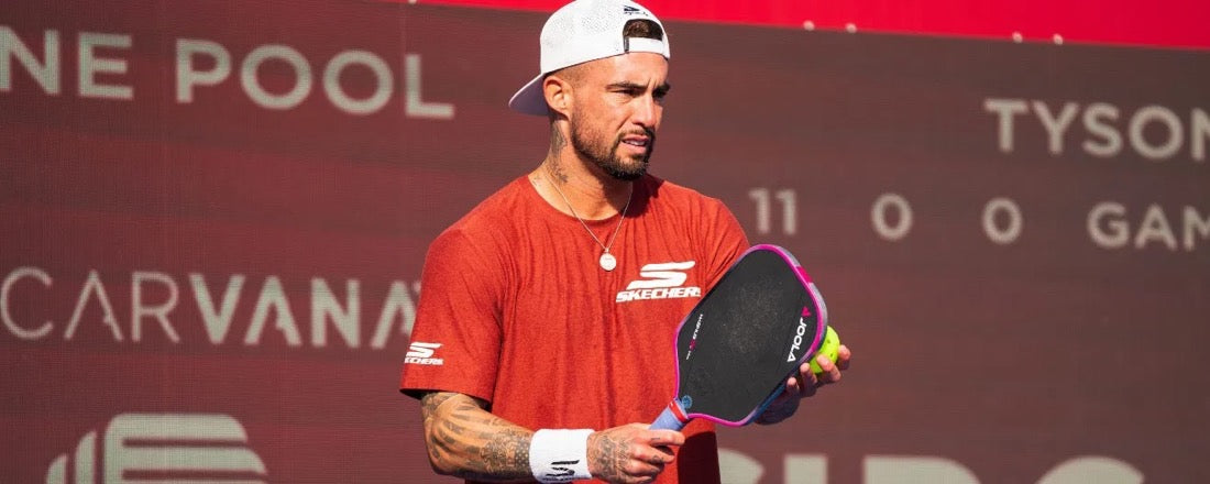 Tyson McGuffin plays in a pickleball match.