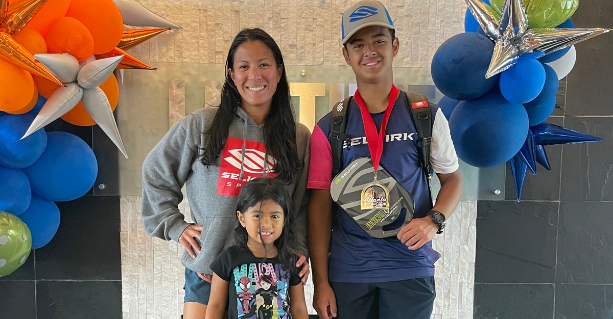 Audre Banada and part of her pickleball-playing family after winning an event