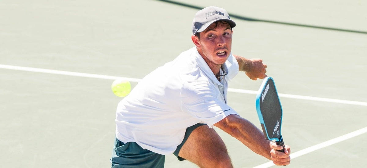 JW Johnson exhibiting fast hands mid pickleball point