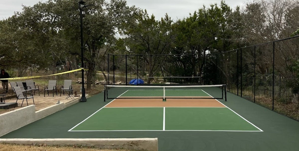 A pickleball court almost done being built