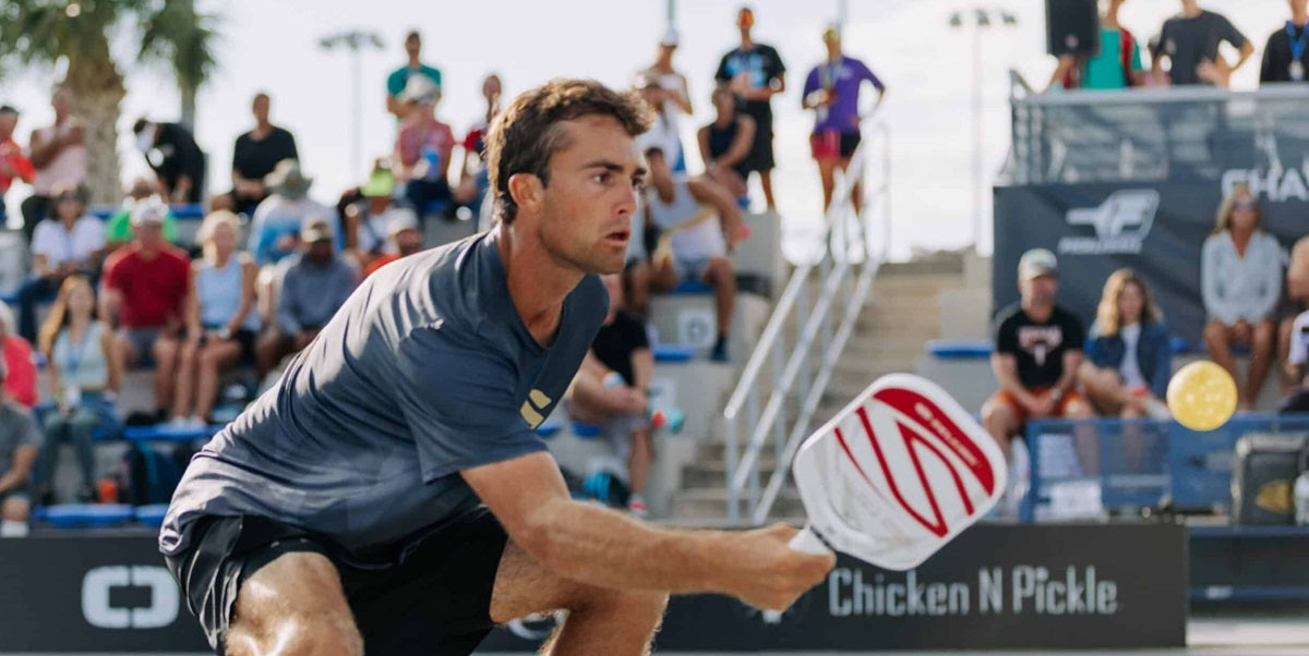 James Ignatowich shows off his pickleball swing and dink technique