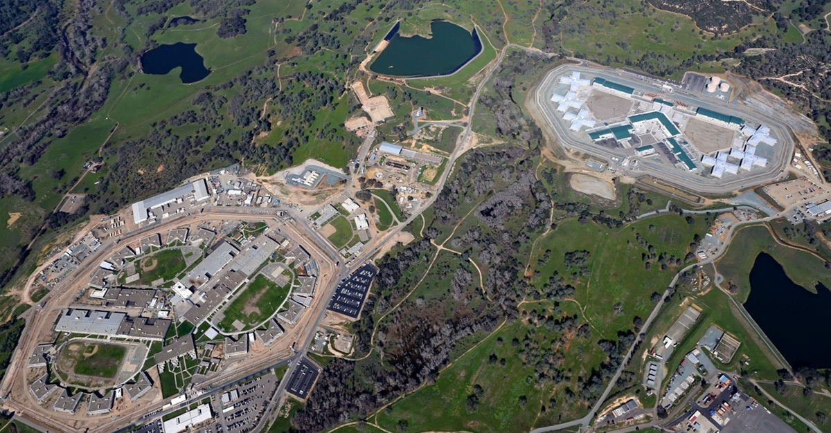 An aerial view of Mule Creek State Prison