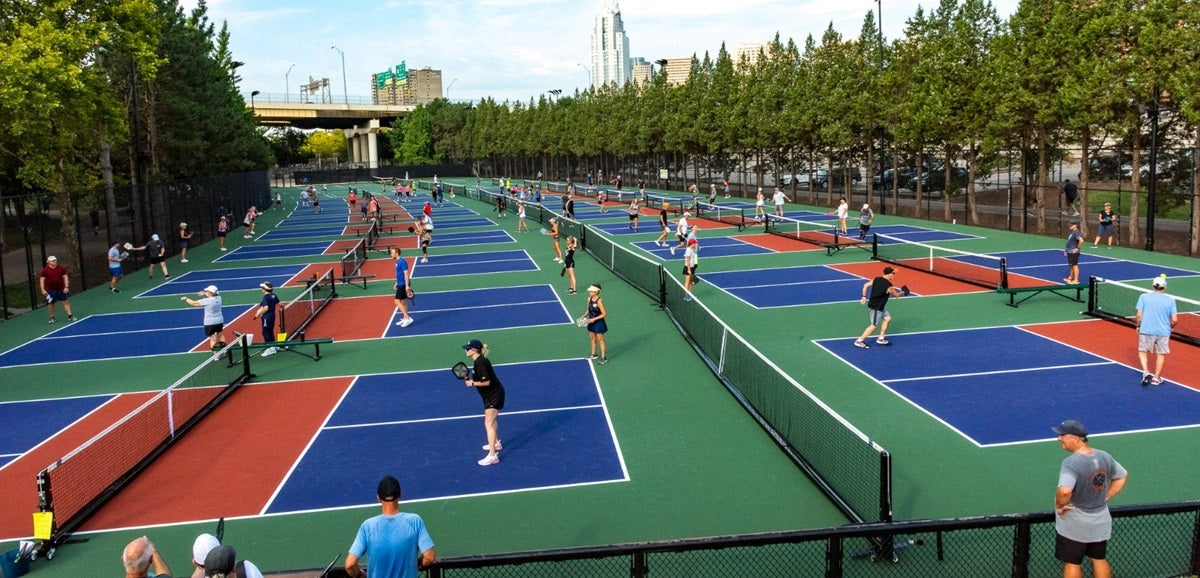 A series of pickleball courts in Ohio