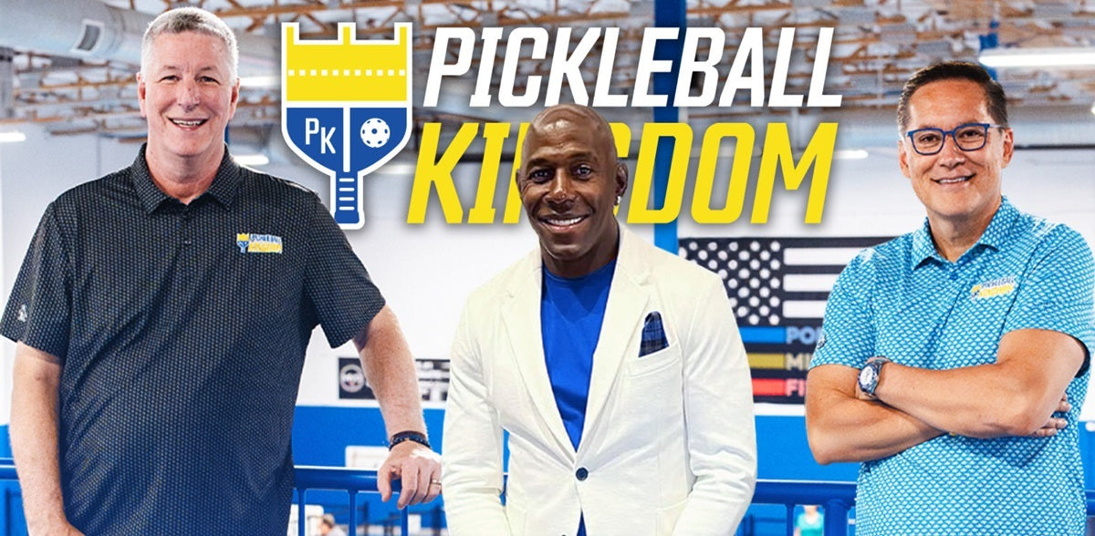 Pickleball Kingdom officials pose with Donald Driver