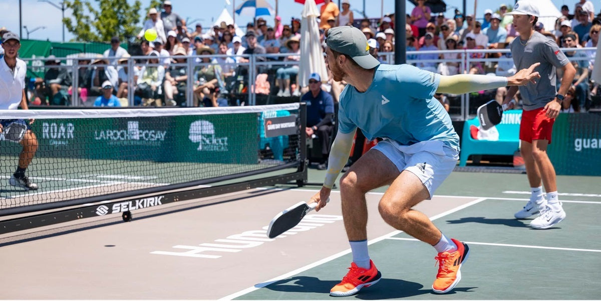 Federico Staksrud anticipates his pickleball opponents' next shots