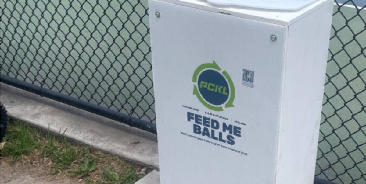 Pickleball recycling box at Salt Lake City courts