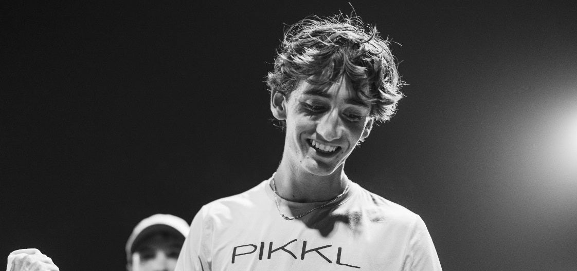 A candid shot of pickleball pro Gabe Tardio