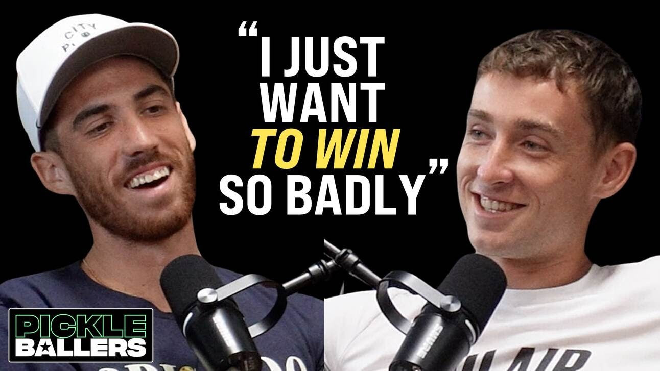 Federico Staksrud and Dylan Frazier pictured on the PICKLEBALLERS podcast.