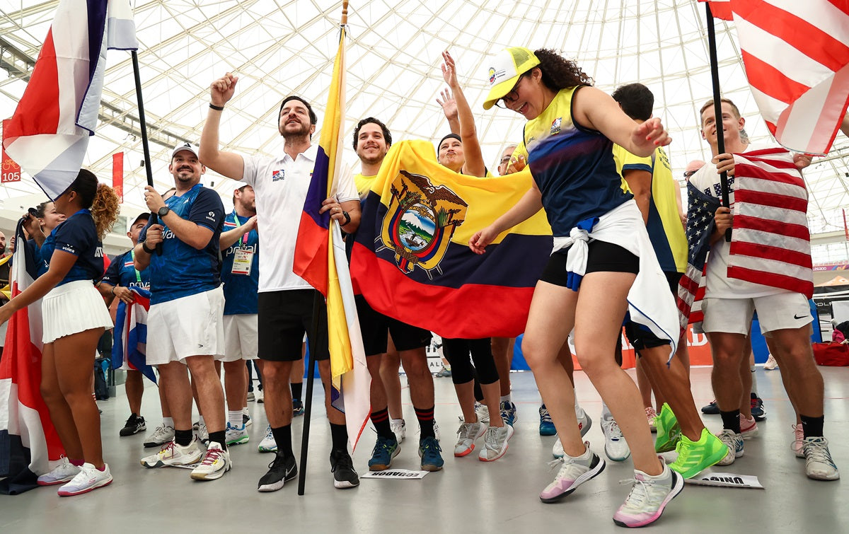 Players celebrating during the inaugural pickleball world cup