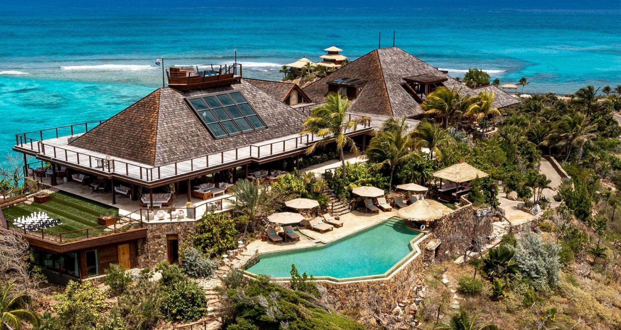 Aerial view of Necker Island.