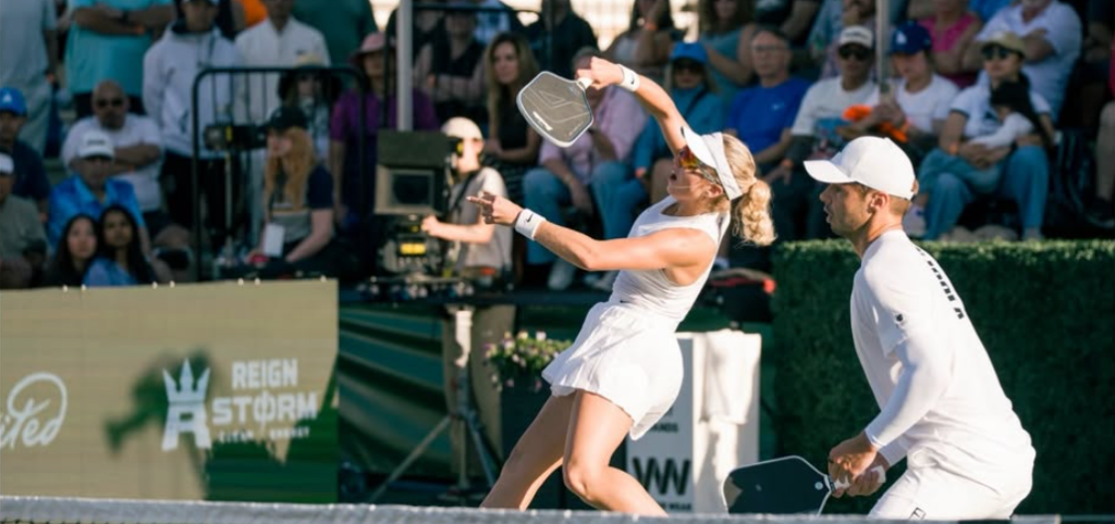 Anna Leigh Waters hits a shot during the 2026 PPA Tour Masters.
