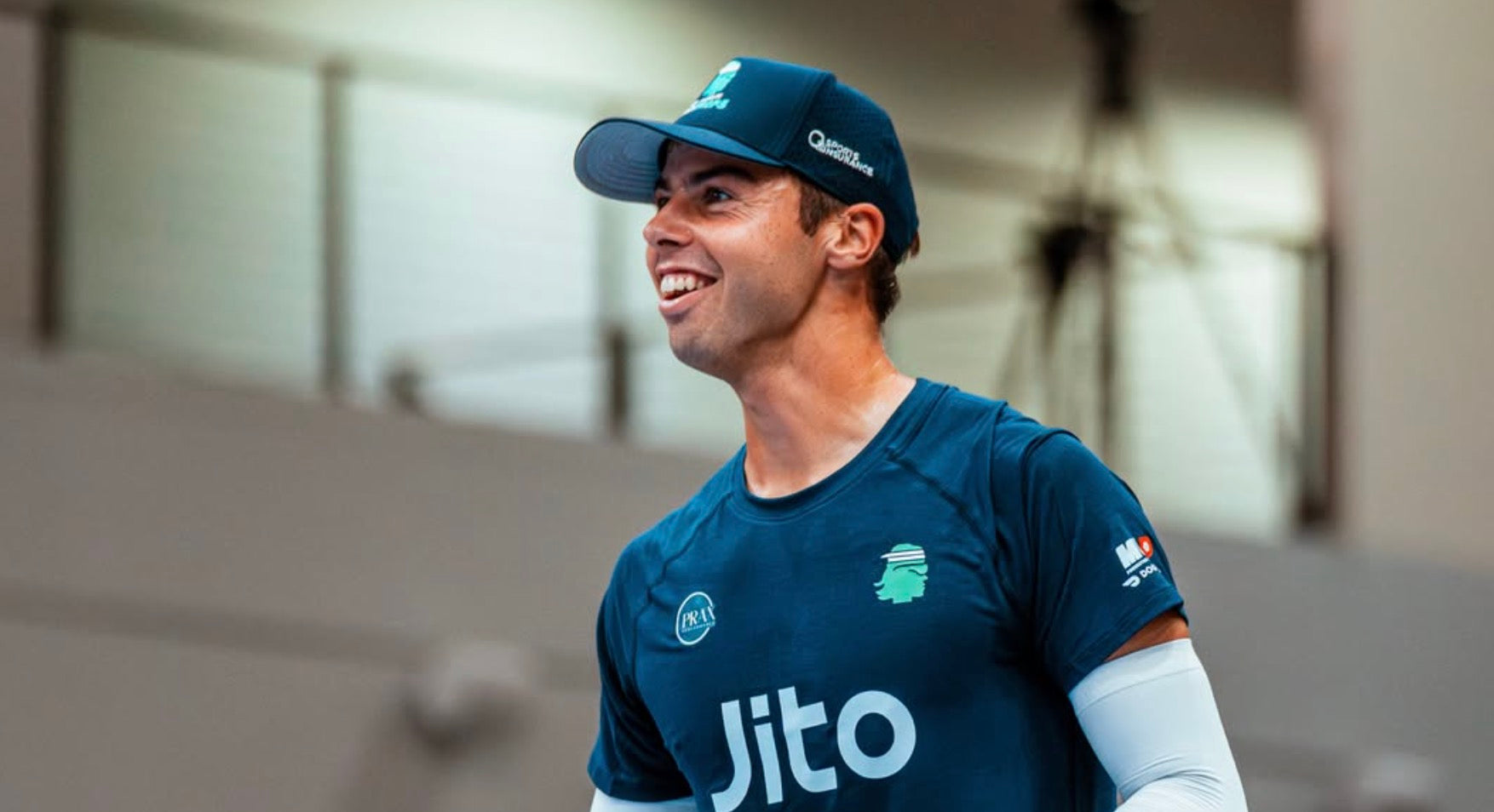 Ben Johns smiles after winning a point during a Major League Pickleball event in 2026.