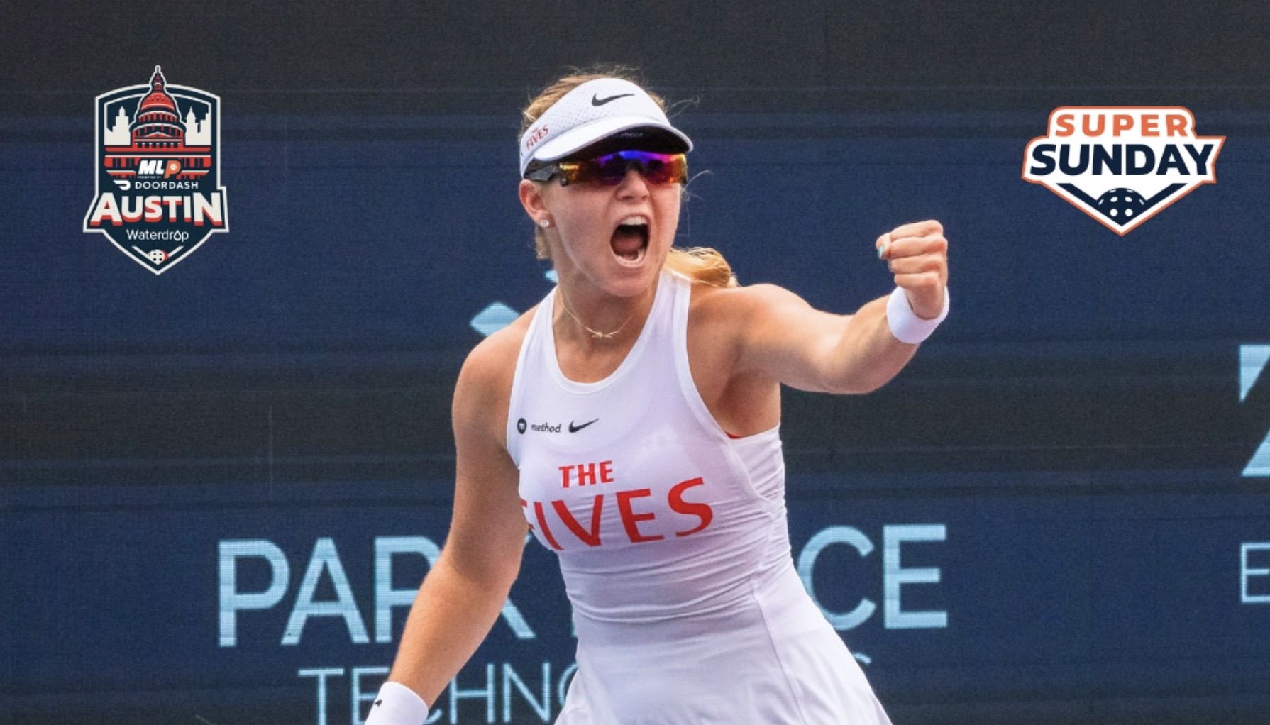 Anna Leigh Waters celebrates after a point at MLP Austin in 2026.