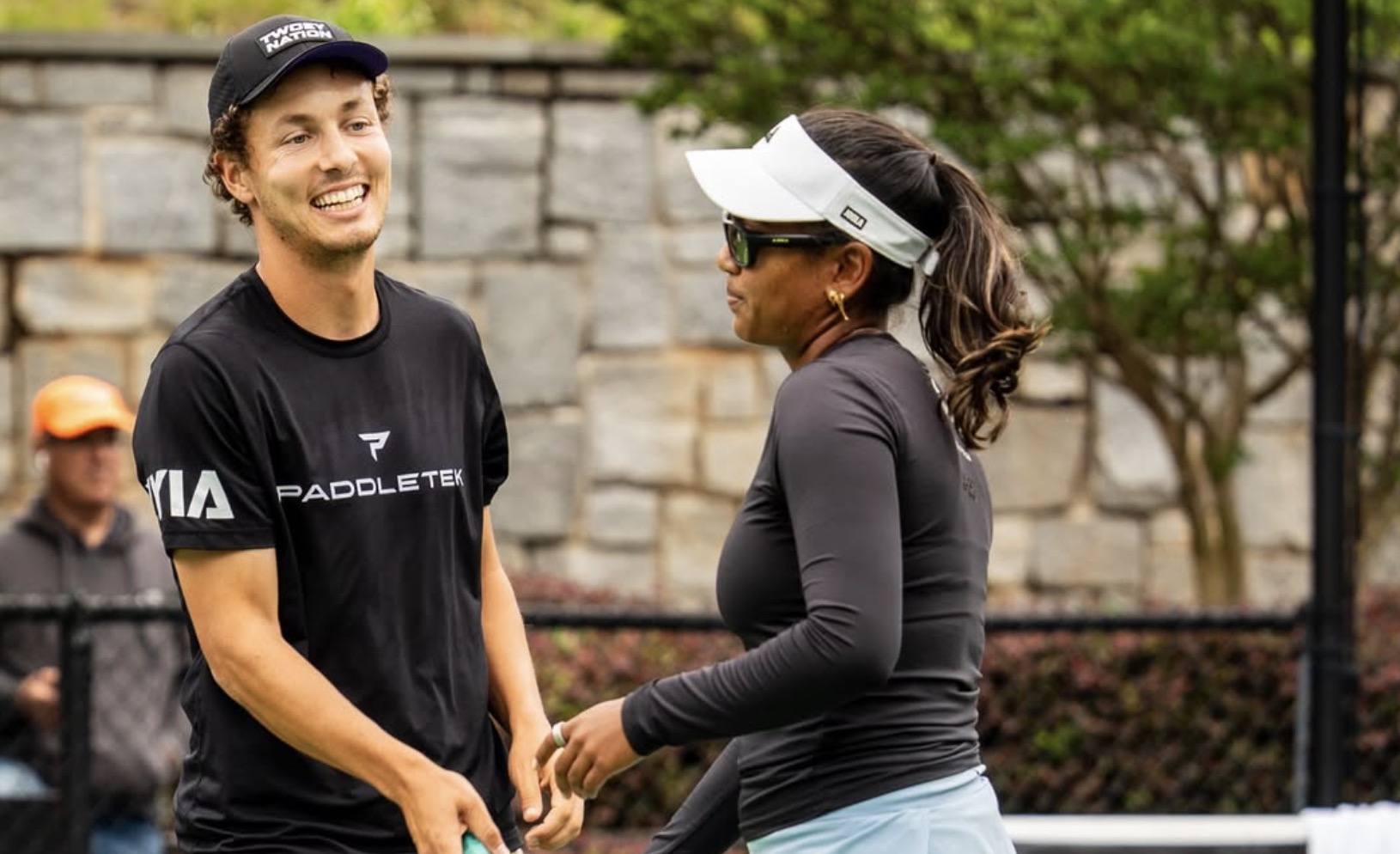 Connor Garnett and Milan Rane play in a PPA Tour pickleball match.