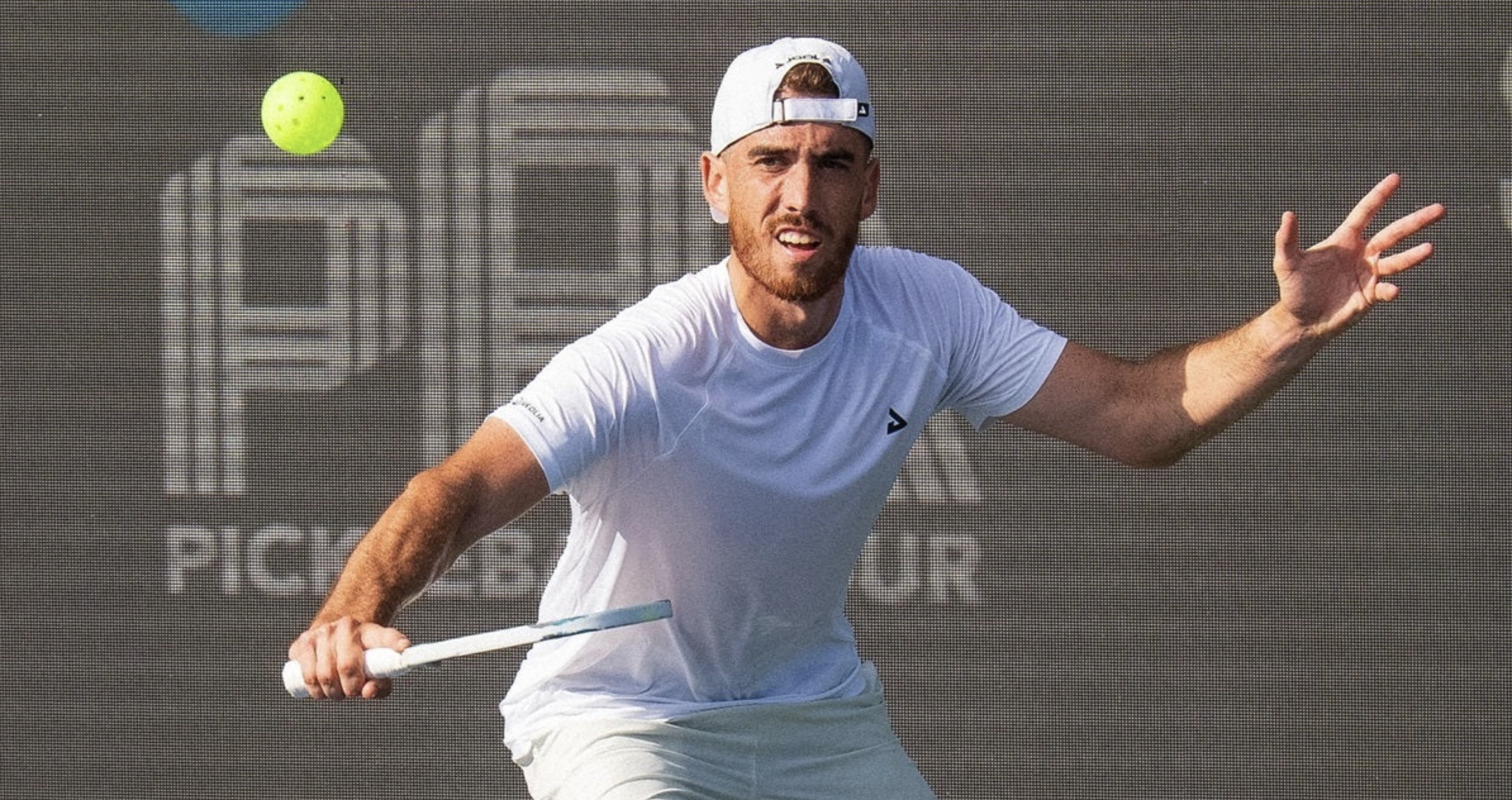 Federico Staksrud hits a third-shot drop during a PPA Tour event.