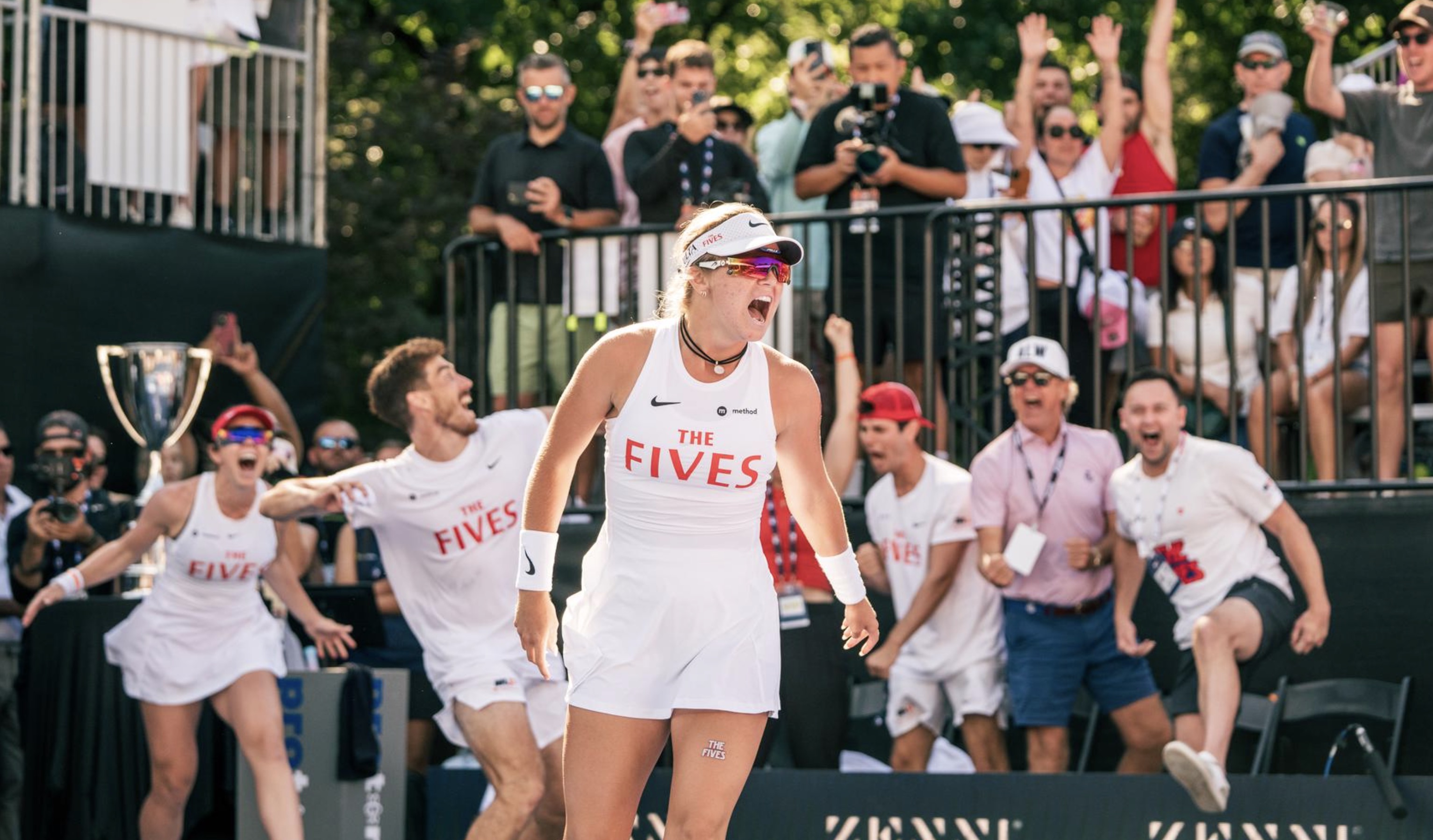 Anna Leigh Waters celebrates after a point during the 2026 Major League Pickleball Finals.