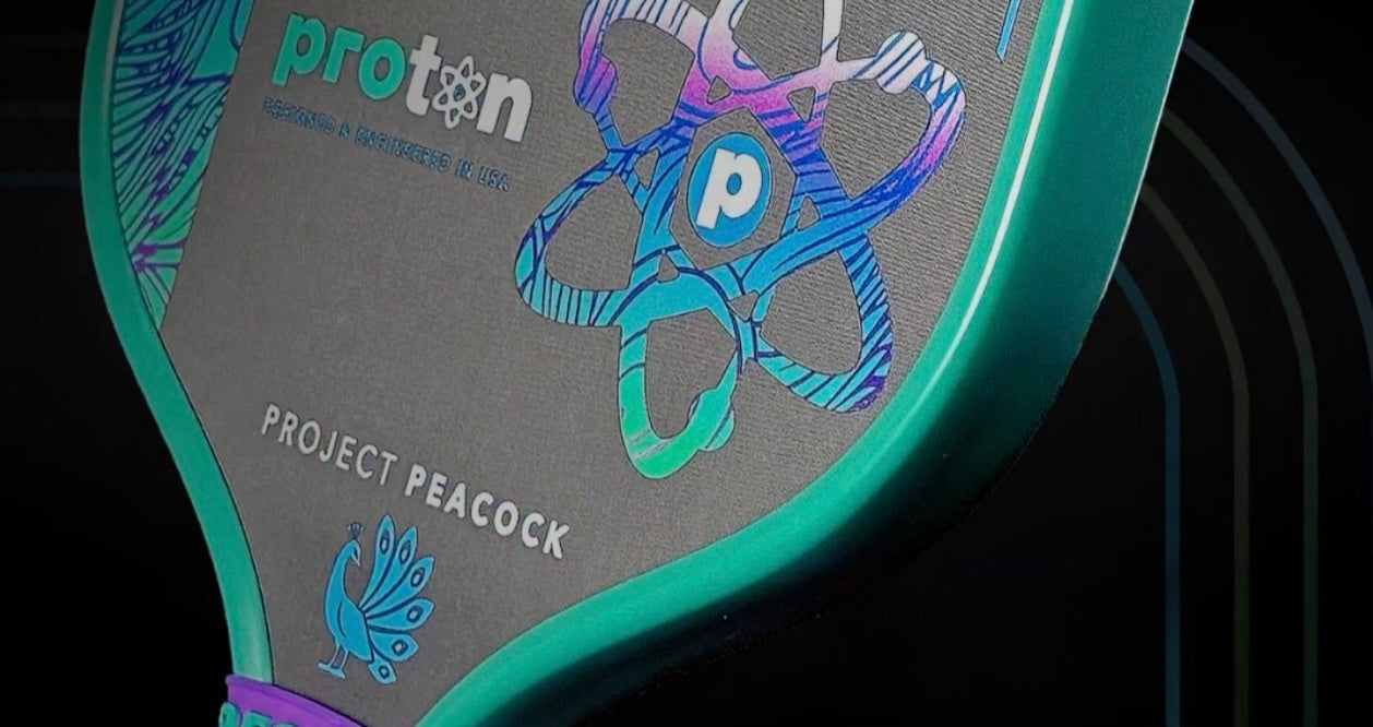 Proton Project Peacock pickleball paddle.