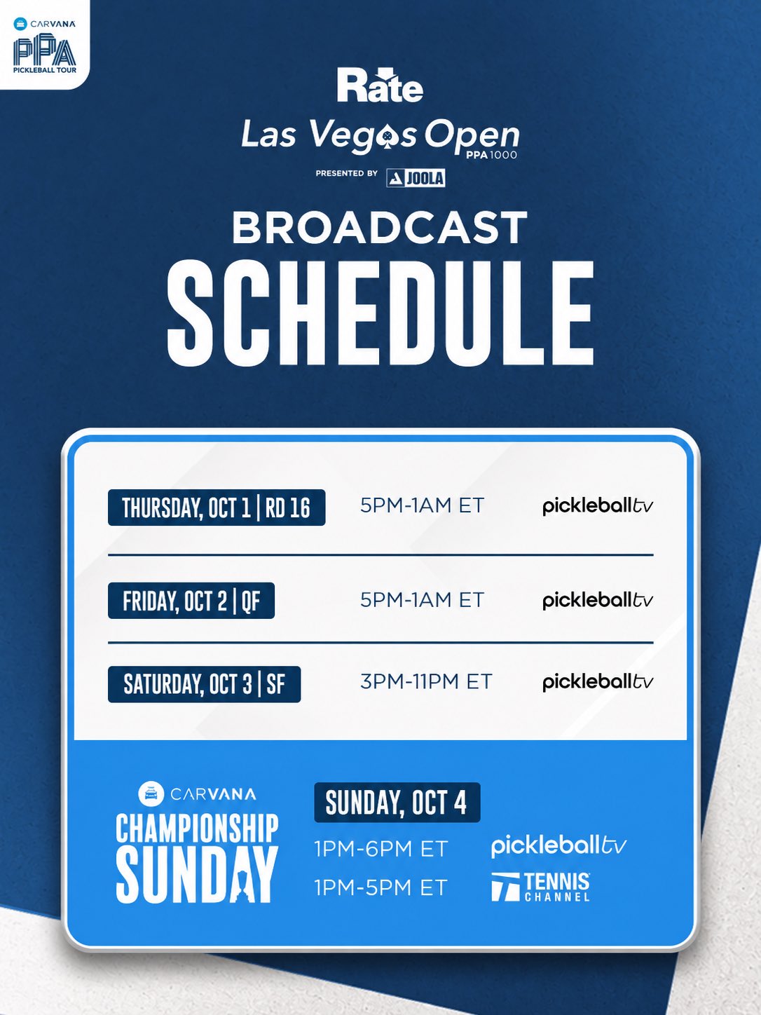 PPA Tour 2026 Las Vegas Open schedule.