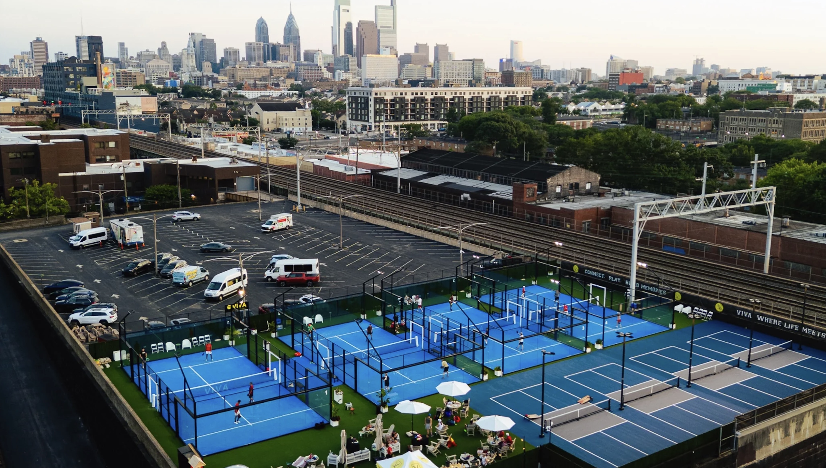 A view of a pickleball court in Philadelphia.