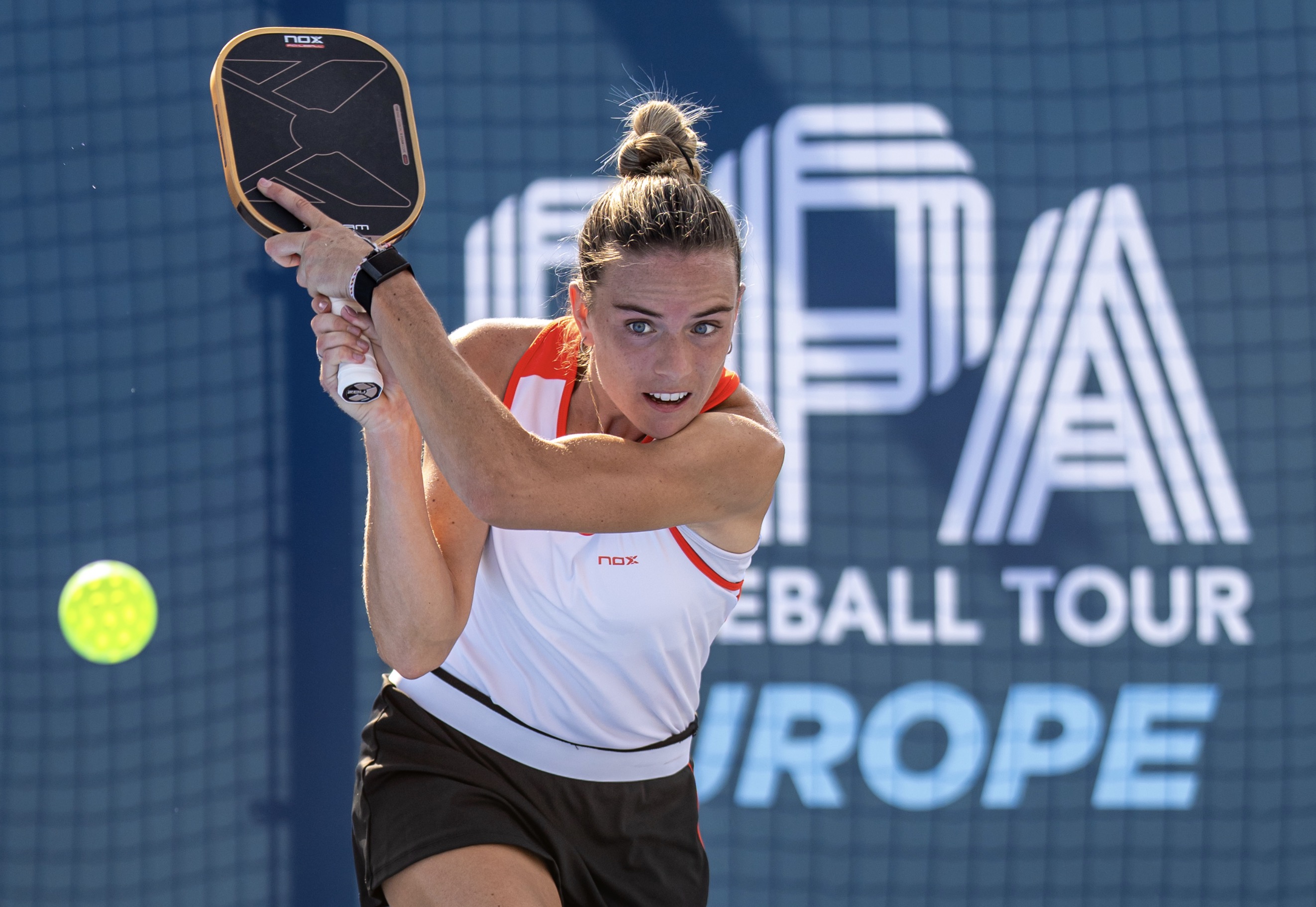 Judit Castillo plays a match with her NOX pickleball paddle.